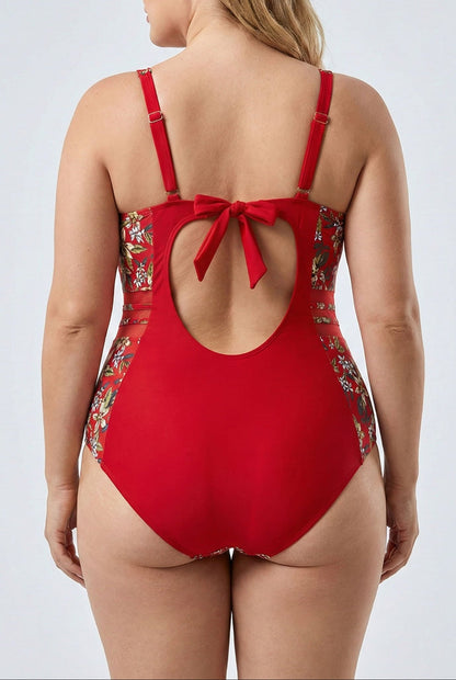 Enteriza Plus Size Estampada con Lazo Frontal y Amarre en la Espalda Ref: 0664