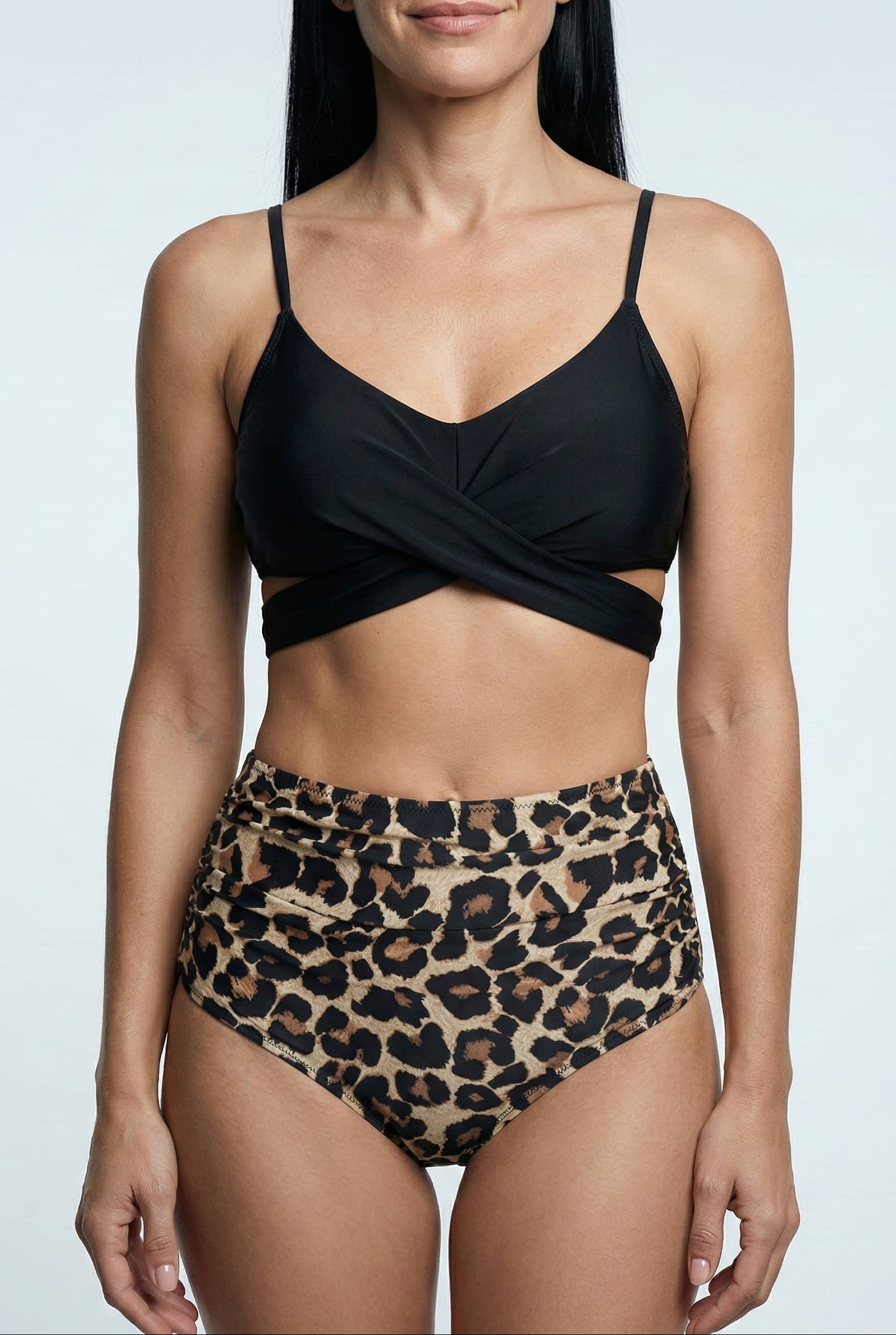 Bikini de Cintura Alta con Top Cruzado Ref: 0734