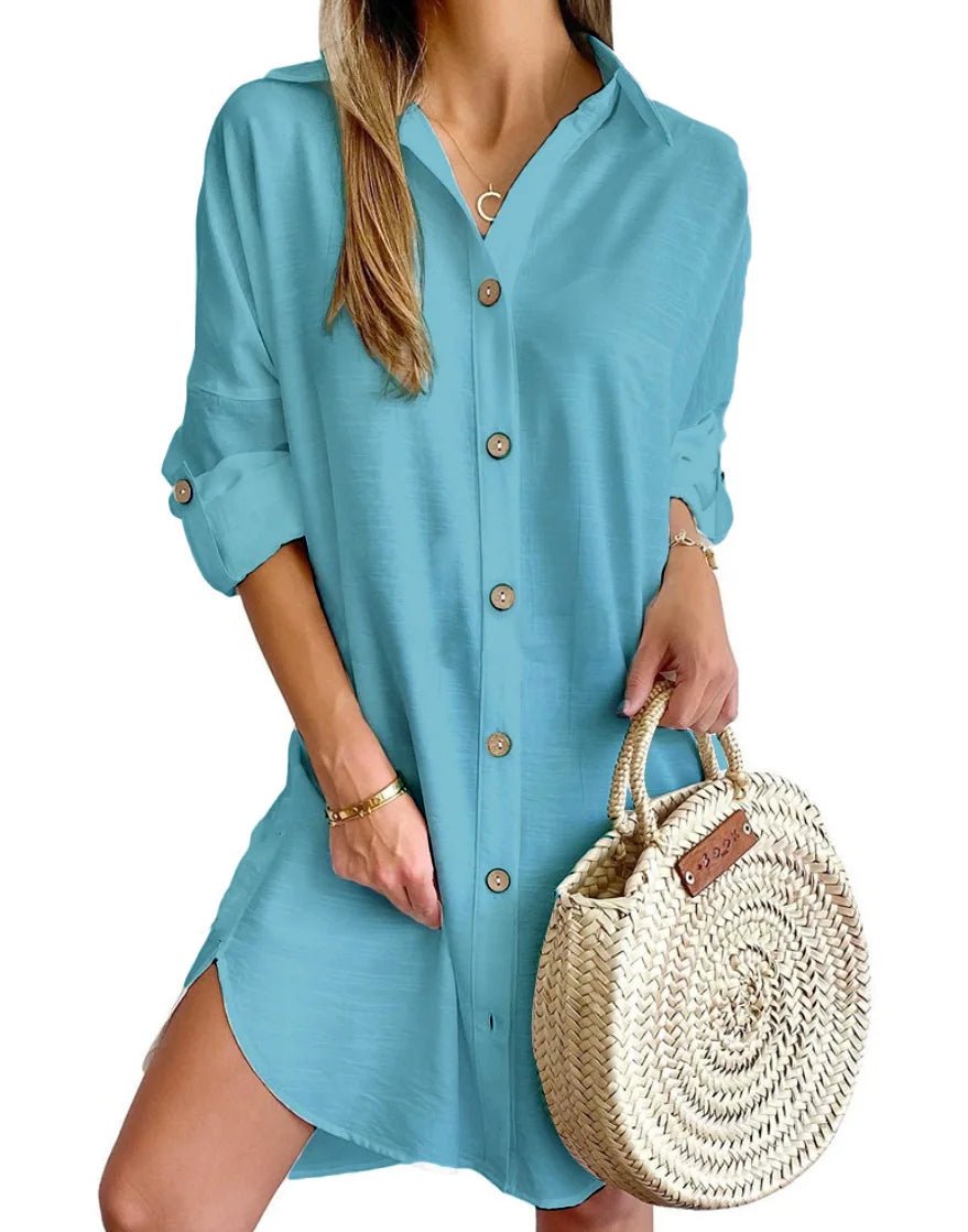 Salida de Playa Chemise con Botones Frontales y en las Mangas Ref. 0381 - Marea Bella Swimwear