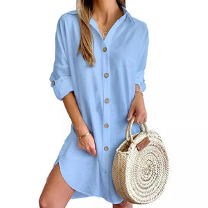 Salida de Playa Chemise con Botones Frontales y en las Mangas Ref. 0381 - Marea Bella Swimwear
