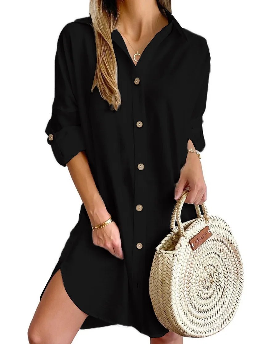 Salida de Playa Chemise con Botones Frontales y en las Mangas Ref. 0381 - Marea Bella Swimwear