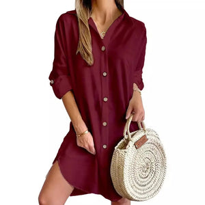 Salida de Playa Chemise con Botones Frontales y en las Mangas Ref. 0381 - Marea Bella Swimwear