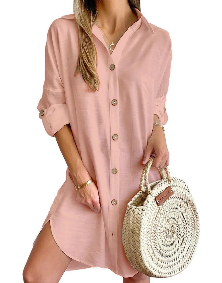 Salida de Playa Chemise con Botones Frontales y en las Mangas Ref. 0381 - Marea Bella Swimwear