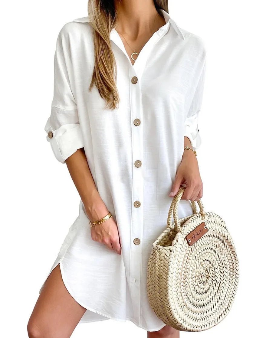 Salida de Playa Chemise con Botones Frontales y en las Mangas Ref. 0381 - Marea Bella Swimwear