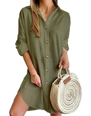 Salida de Playa Chemise con Botones Frontales y en las Mangas Ref. 0381 - Marea Bella Swimwear