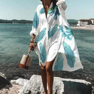 Salida de Playa Chemise con Corte Suelto y Botones Frontales Ref. 0234 - Marea Bella Swimwear