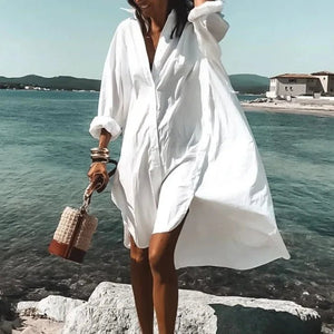 Salida de Playa Chemise con Corte Suelto y Botones Frontales Ref. 0234 - Marea Bella Swimwear