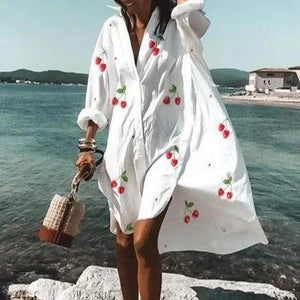 Salida de Playa Chemise con Corte Suelto y Botones Frontales Ref. 0234 - Marea Bella Swimwear
