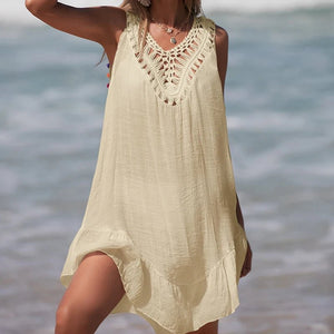 Salida de Playa con Detalle Calado y Apliques Coloridos Ref. 0248 - Marea Bella Swimwear