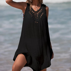 Salida de Playa con Detalle Calado y Apliques Coloridos Ref. 0248 - Marea Bella Swimwear