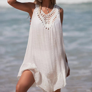 Salida de Playa con Detalle Calado y Apliques Coloridos Ref. 0248 - Marea Bella Swimwear