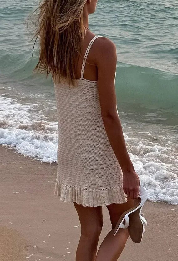 Salida de Playa en Trama Artesanal con Volado Ref. 0371 - Marea Bella Swimwear