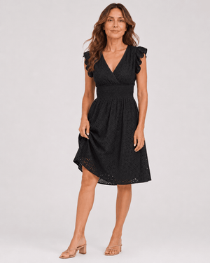 Vestido Broderie con Escote V y Cintura Fruncida Ref. 0366 - Marea Bella Swimwear