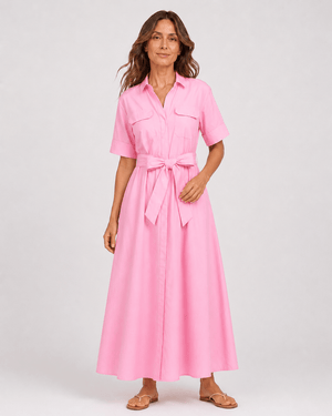 Vestido Chemise Midi con Faja y Bolsillos Frontales Ref. 0443 - Marea Bella Swimwear