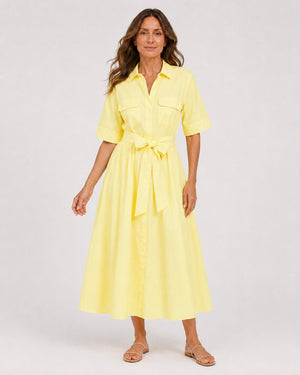 Vestido Chemise Midi con Faja y Bolsillos Frontales Ref. 0443 - Marea Bella Swimwear
