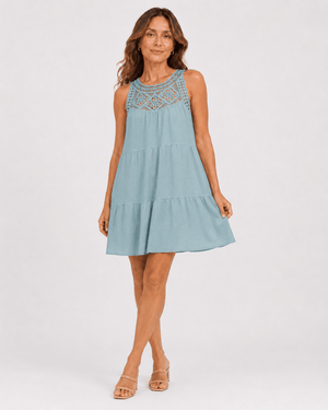 Vestido con Bordado Calado y Volados Ref. 0354 - Marea Bella Swimwear