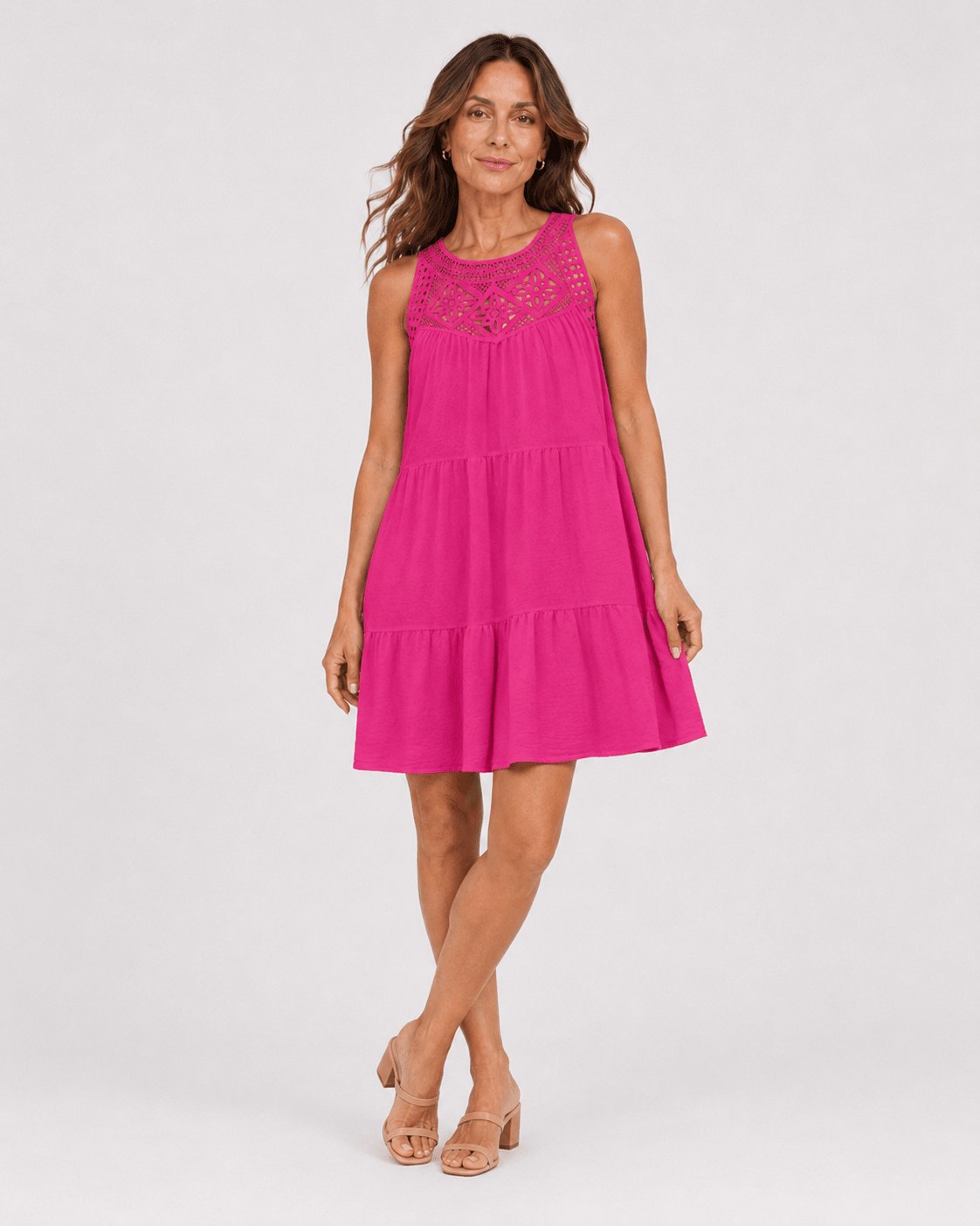 Vestido con Bordado Calado y Volados Ref. 0354 - Marea Bella Swimwear