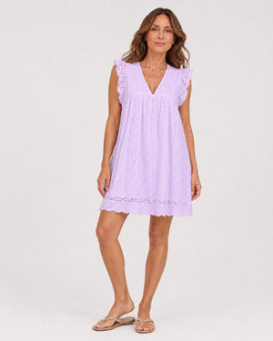 Vestido en Broderie con Escote V y Volado Ref. 0376 - Marea Bella Swimwear