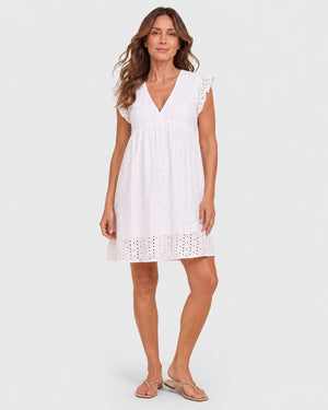 Vestido en Broderie con Escote V y Volados Ref. 0433 - Marea Bella Swimwear