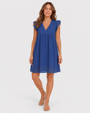 Vestido en Broderie con Escote V y Volados Ref. 0433 - Marea Bella Swimwear