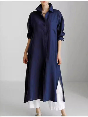 Vestido Largo Camisero con Aberturas Laterales Ref. 0267 - Marea Bella Swimwear