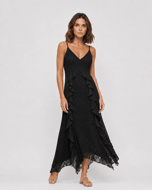 Vestido Largo con Volados y Abertura Lateral Ref. 0367 - Marea Bella Swimwear