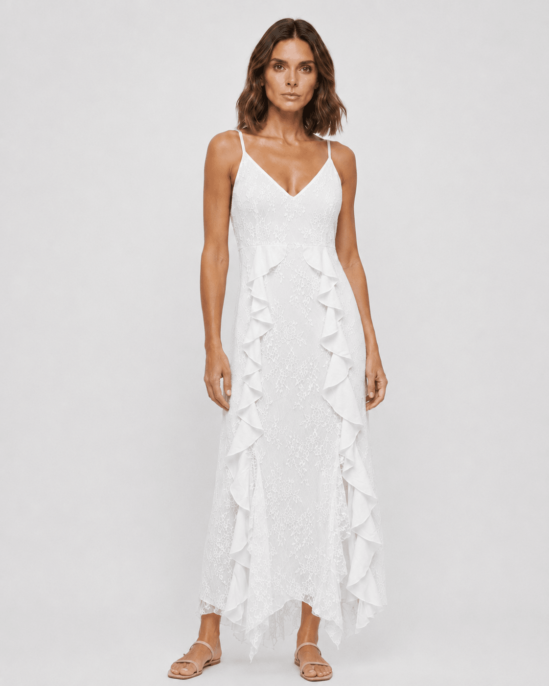 Vestido Largo con Volados y Abertura Lateral Ref. 0367 - Marea Bella Swimwear