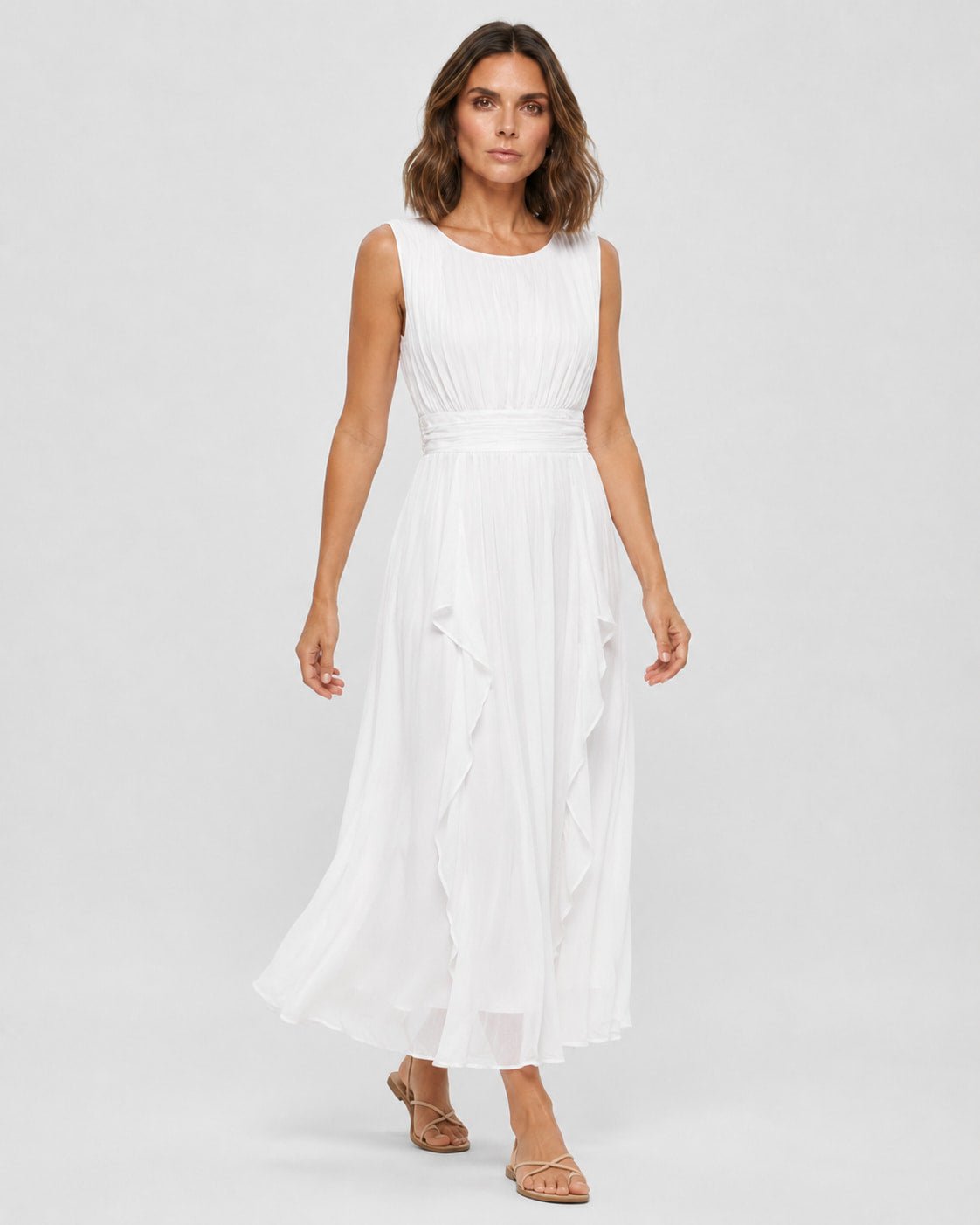 Vestido Largo Plisado con Faja en la Cintura Ref. 0372 - Marea Bella Swimwear