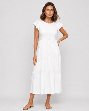 Vestido Midi con Parte Superior Texturizada y Falda en Capas Ref. 0436 - Marea Bella Swimwear
