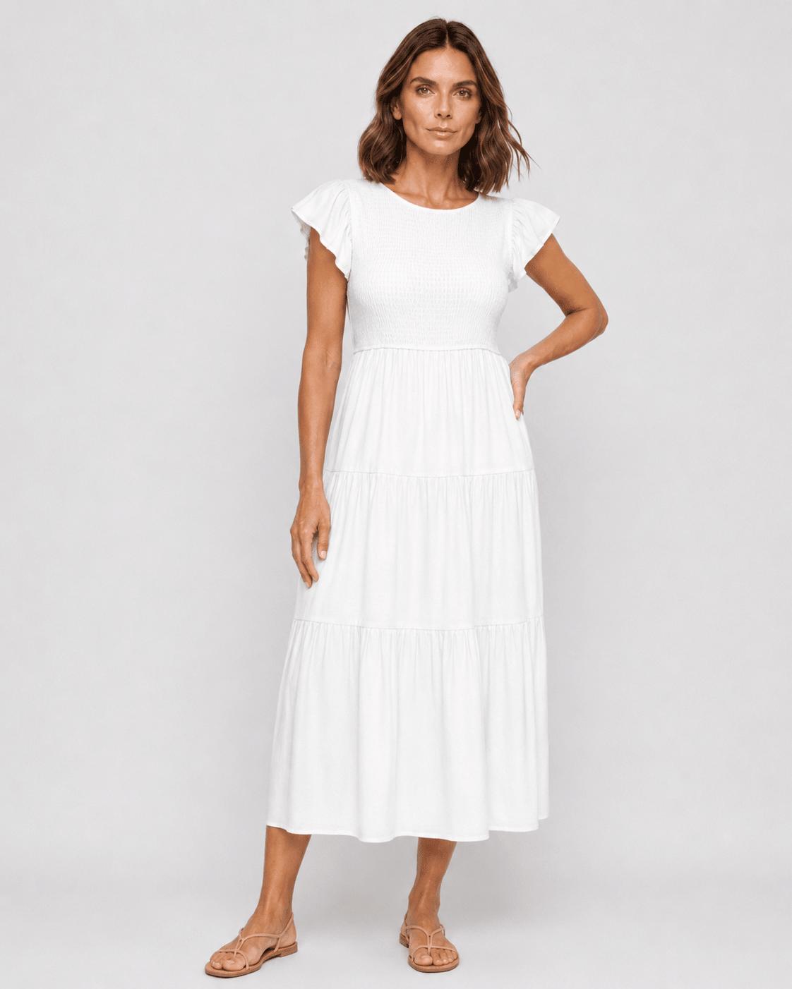 Vestido Midi con Parte Superior Texturizada y Falda en Capas Ref. 0436 - Marea Bella Swimwear