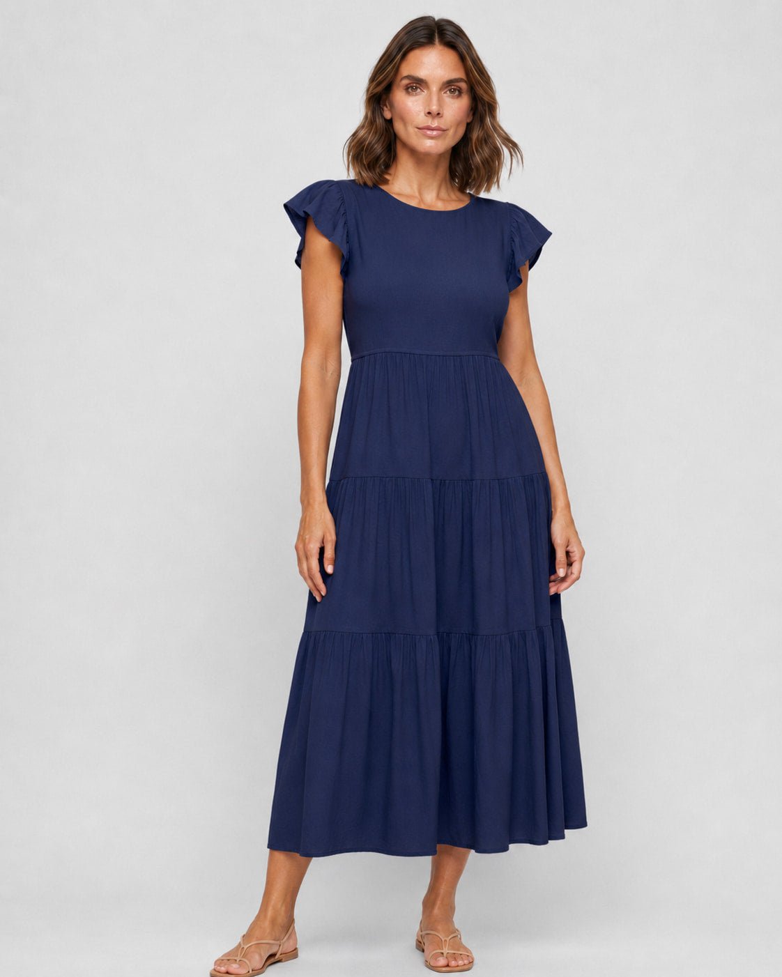 Vestido Midi con Parte Superior Texturizada y Falda en Capas Ref. 0436 - Marea Bella Swimwear