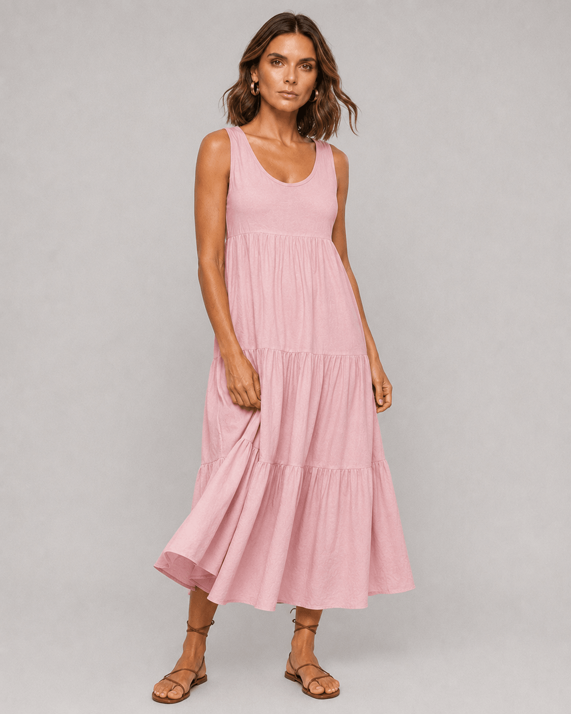 Vestido sin Mangas con Capas Fruncidas Ref. 0364 - Marea Bella Swimwear