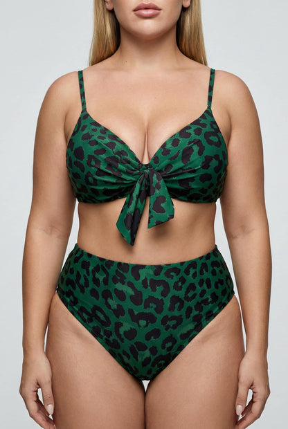 Bikini Plus Size con Estampado Animal Print y Lazo Frontal Ref: 0702