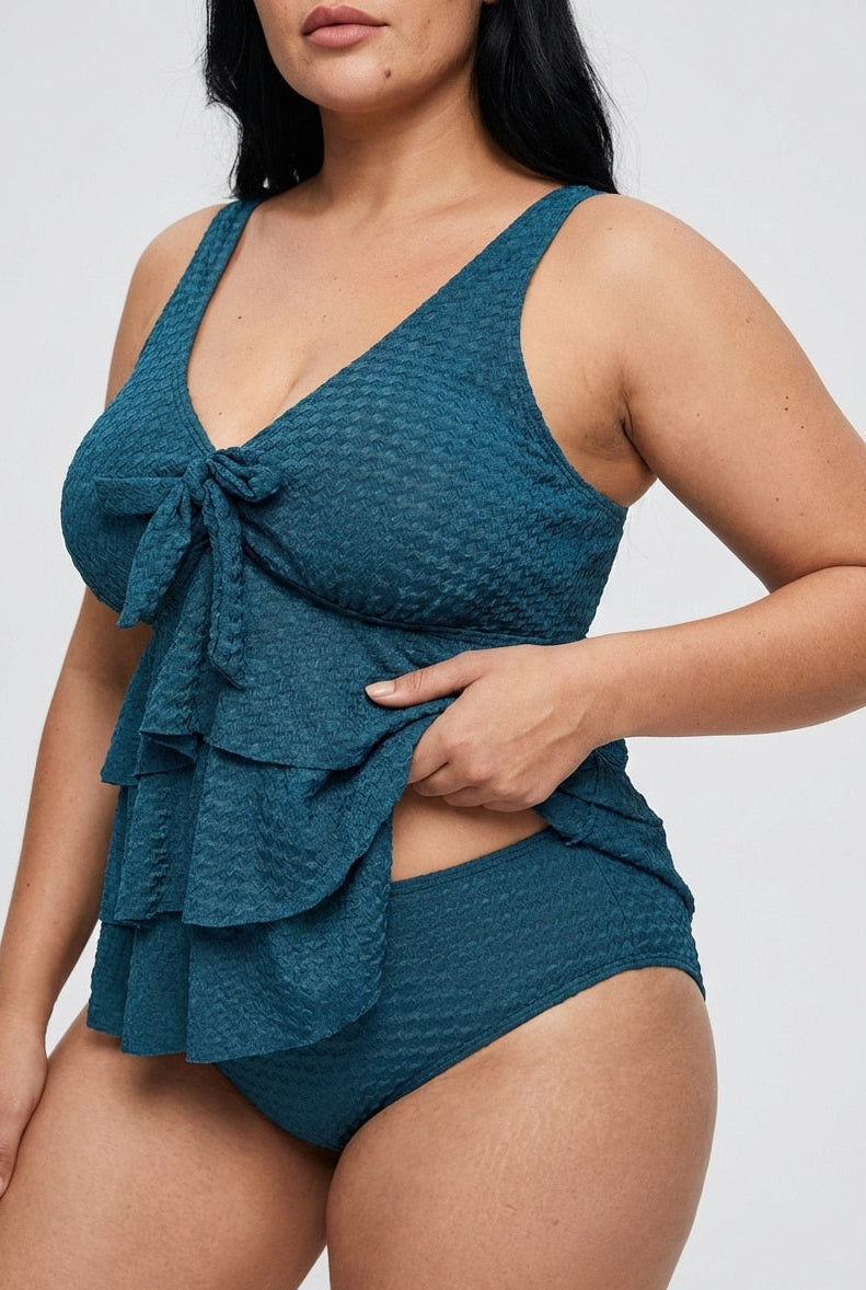 Bikini Plus Size con Volados y Lazo Frontal Ref: 0659