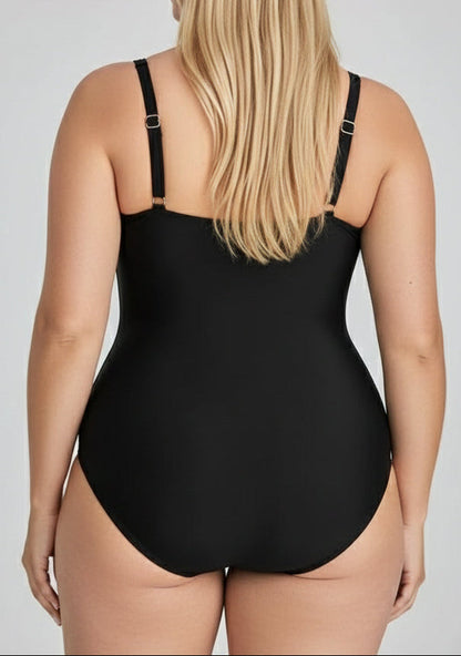 Enteriza Plus Size con Adorno Dorado Central en U Ref: 0669